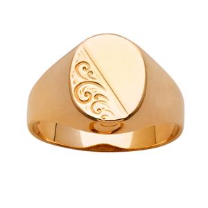<p>Engraved Oval Signet Ring</p>
