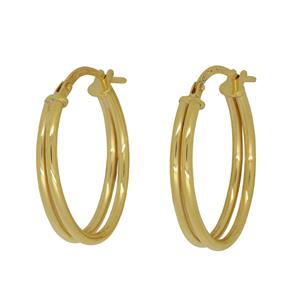 <p>9 Carat Yellow Gold Double Tubed, Sterling Silver Silled Earrings</p>