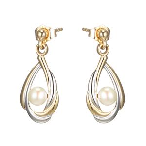 9ct Yellow Gold and Rhodium Plated Earrings
