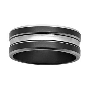 8mm black and white Zirconium ring