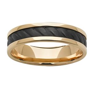 Yellow gold base with rope effect black zirconium centre