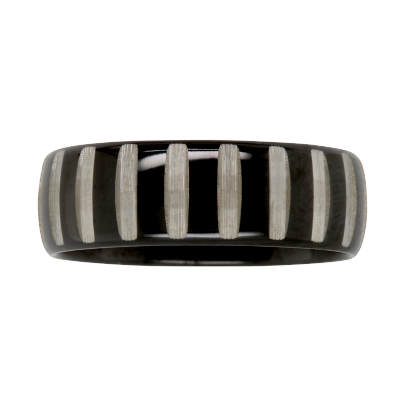 Black and White Zirconium Patterned Ring