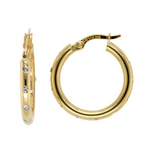 <p>9ct Yellow and Silver Bonded Cubic Zirconia Hoop Earrings</p>
