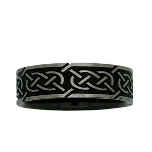 7mm Black & White ZiRO Celtic Ring
