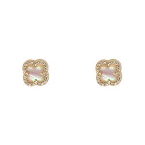 Mother of Pearl & Cubic Zirconia Stud Earrings