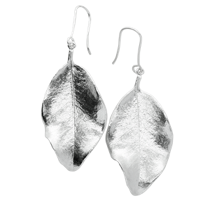 <p>Large springfire leaf earrings and box.</p>