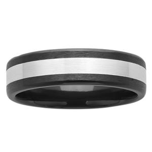 6mm Black and White Sanded ZiRO Ring