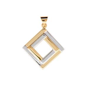 SQUARE CIRCLE PENDANT WITH RHODIUM PLATED STRIPES