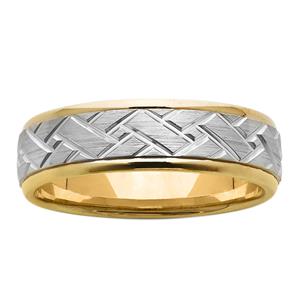 <p>6.5mm Patterned Yellow and White Gold Ring</p>