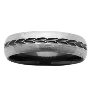 6mm Black and White Patterned ZiRO Ring
