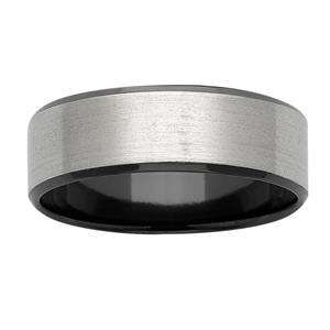 Black & Natural Coloured Zirconium Ring with sanded top
