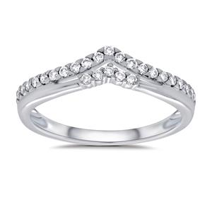 White Gold V-Shaped Diamond Ring