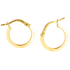 <p>9ct yellow gold Silver Filled Hoop Earrings </p>
<p>Measures 10mm across by 2mm wide</p>