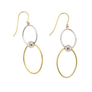 9 Carat Yellow Gold and Sterling Silver Earrings