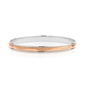 <p> 9ct Rose Gold on Sterling Silver Bangle</p>