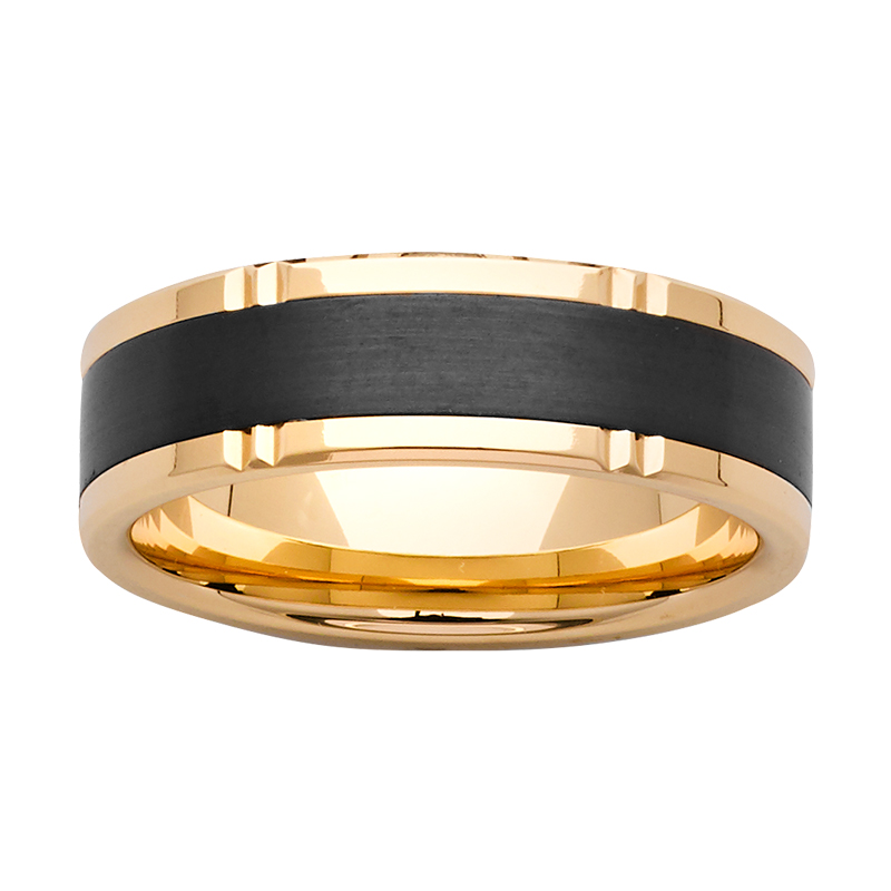 7mm Gold & Black Zirconium Ring