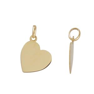9ct Yellow gold, flat heart shaped pendant