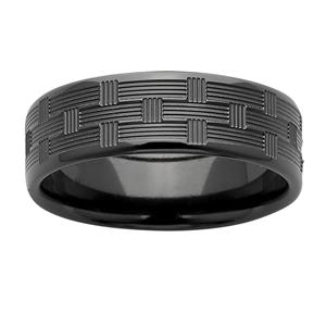 Cross Weave Black Zirconium Ring